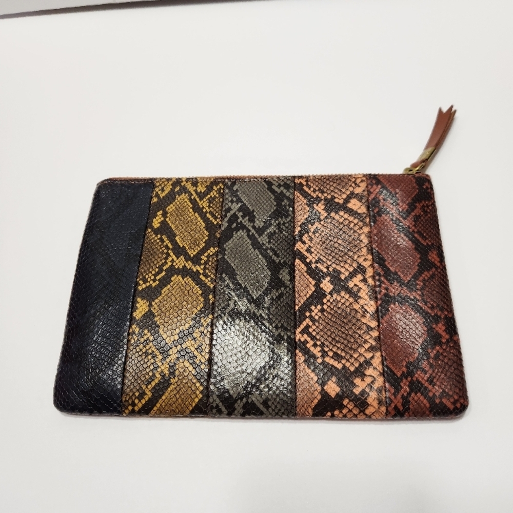 Multicolor Snakeskin Pattern Clutch